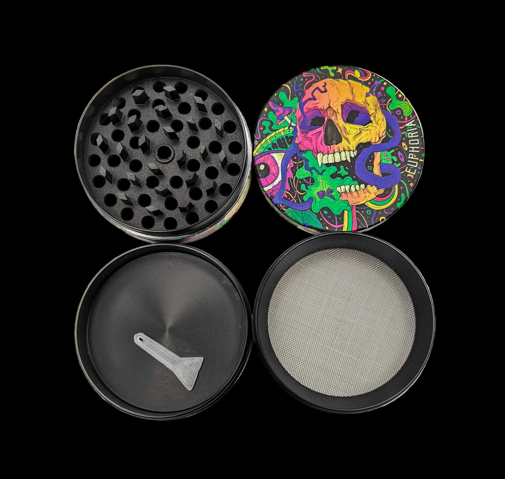 grinder Euphoria Enchanting 63 mm ouvert avec dents en losange, filtre polinator et racloir inclus