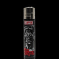 Briquet Clipper Skulls avec faucheuse assise sur un trône, design Grim Reaper sombre, briquet rechargeable