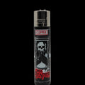 Briquet Clipper Skulls avec faucheuse dans un sablier, design Grim Reaper sombre, briquet rechargeable
